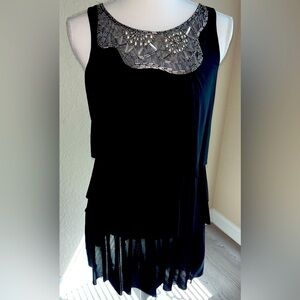 BCBGMaxAzria Tiered Art Deco Beaded Dress